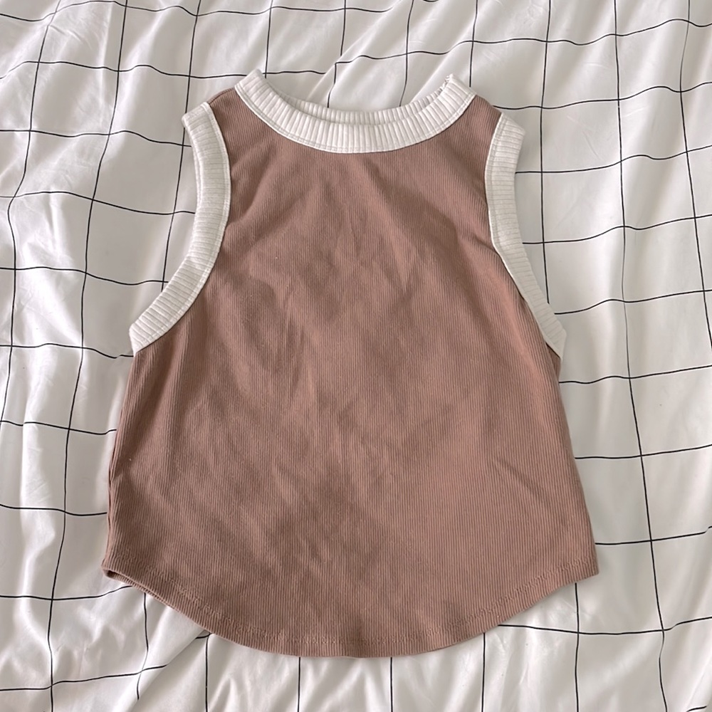 Wild Fable, Medium, brown crop top with stone weight outlining, from Target